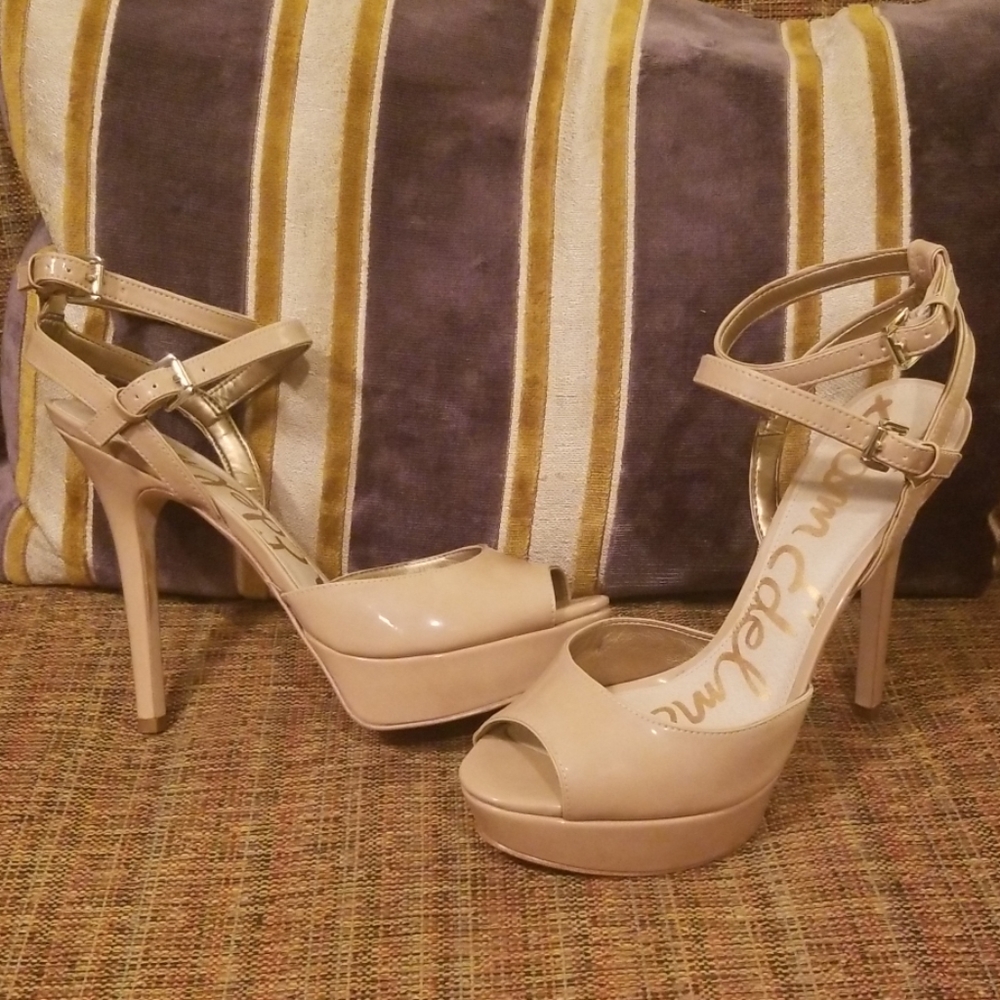 Sam Edelman Double Ankle Strap Nude Platforms